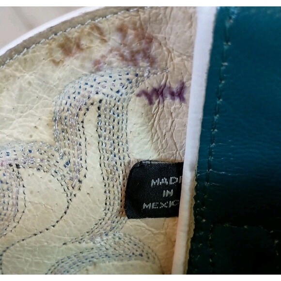 Vtg. Nocona Womens Size 8.5B Cowboy Boots Square Toe Teal/Brown Leather Western - Picture 15 of 16